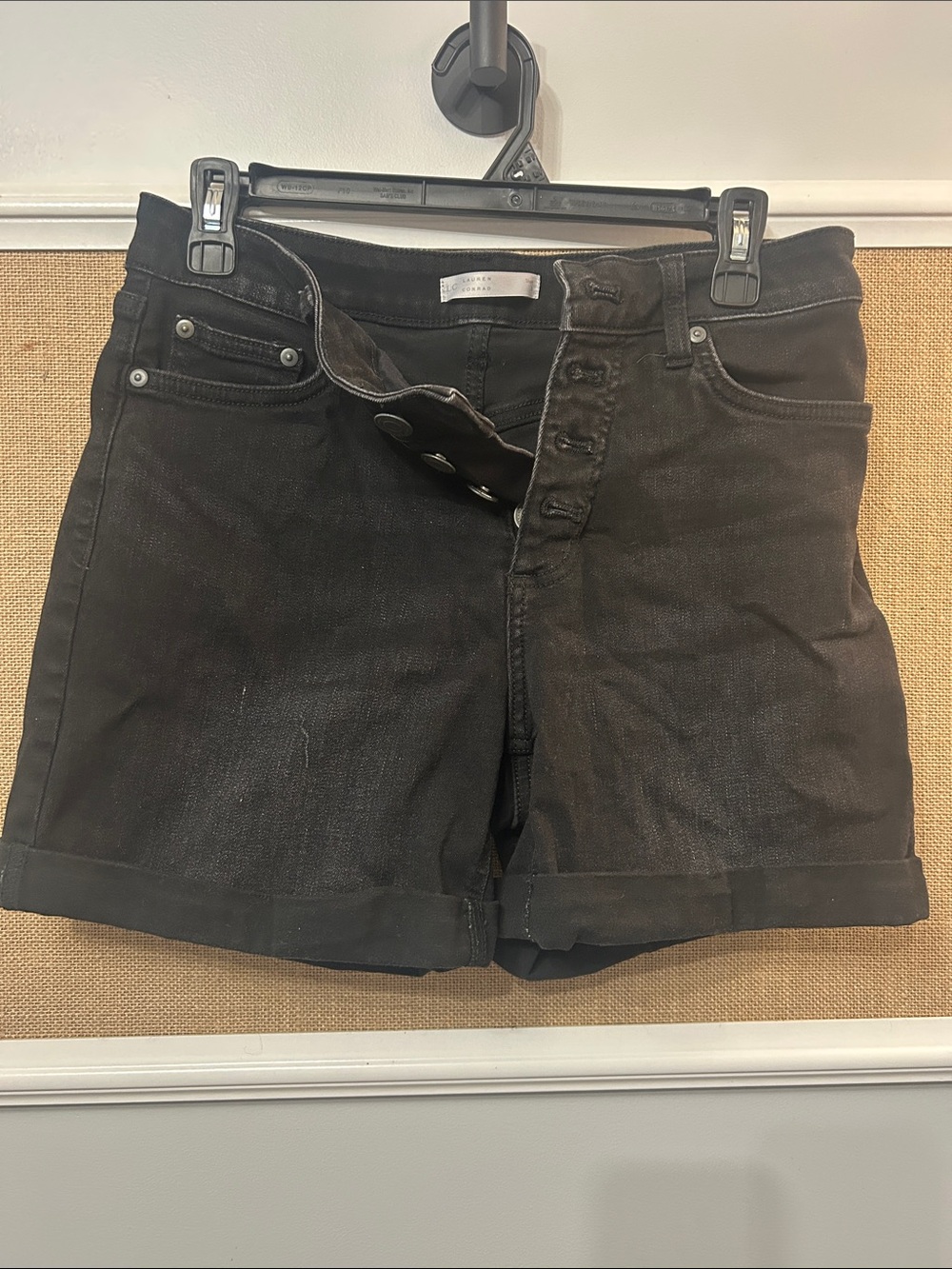 LC Lauren Conrad Black Cuffed Denim Shorts
